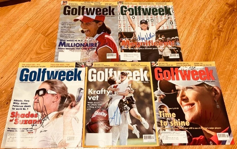 5 revistas firmadas Golfweek Cristie Kerr Meg Mallon Suzann Pettersen Karrie Webb Foto 1 de 1