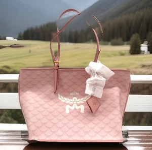 AUTÉNTICO NUEVO CON ETIQUETAS MCM Himmel Mediano Lauretos Bolso Shopper de Lona Recubierta - Imagen 1 de 18