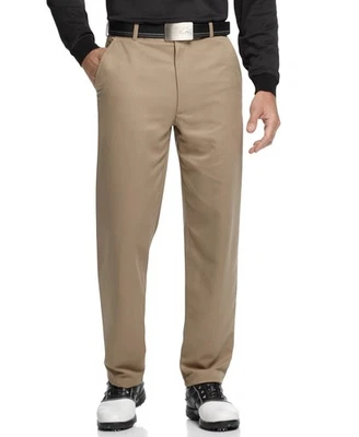 Greg Norman for Tasso Elba Men's 5 Iron Flat Front Golf Pants in Khaki-38/30 - Image 1 of 4
