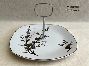 4 VINTAGE MIDWINTER SPRING PUSSY WILLOW STYLECRAFT CAKE PLATE - GREAT CONDITION - Picture 1 of 7