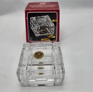 RCR Royal Crystal Rock Scatola Cuba 24% Piombo Cristallo Trinket Box Made In Italia - Foto 1 di 15