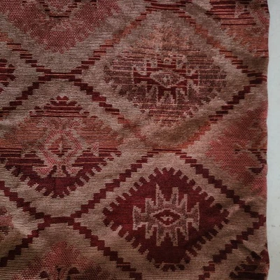 WOVEN Tapestry Upholstery FABRIC Geometric Aztec Mid- Western 2 PC 56" W Remnant - Image 1 of 4