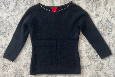 YARNS Women Black angora Rabbit Hair sweater Size M - Image 1 of 4