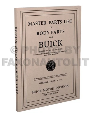 Libro de piezas de carrocería Buick 1941 1940 1939 1938 1937 1935 1934 1933 catálogo de piezas Foto 1 de 4