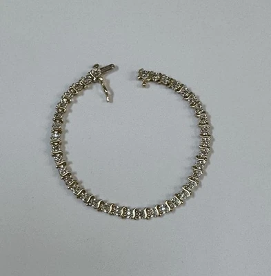 0.74 Ct Round Cut Natural Diamond Tennis Link Bracelet 14K Solid Yellow Gold - Image 1 of 4