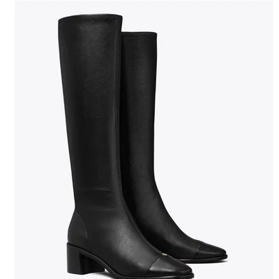 Botines Tory Burch negros con tacón bloque y puntera redondeada talla 11. Foto 1 de 4