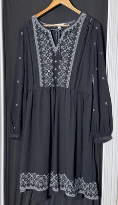 Vestido Negro Bordado Transparente Adjunto Sin Mangas Para Mujer L Boho Hada Grunge Gótico Foto 1 de 4