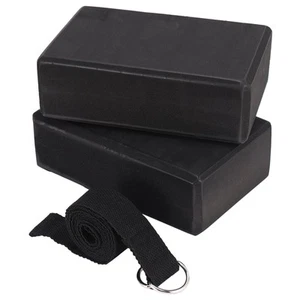 Yoga and Yoga Strap Set EVA Foam Soft Non-Slip Yoga Blocks Universal7636 - Picture 1 of 9