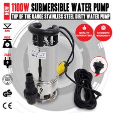 NEW 1100W Stainless Steel Submersible Dirty Water Bilge Pump For Sump Or Swell