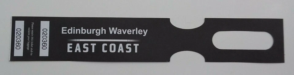 EAST COAST TRAINS PASSENGER LUGGAGE LABEL TAG Edinburgh Waverley 2014 Railways - Image 1 of 1