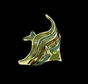 Spilla/spilla vintage angelo pesce strass smalto teal angelo pesce argento due toni  - Foto 1 di 2
