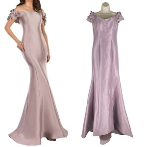 NEW Terani Couture Floral Off Shoulder Long Gown 2021E2799 Mauve Women Size 4 - Picture 1 of 12