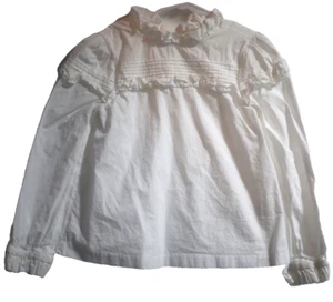 Janie And Jack Girls Size 7 White Blouse Long Sleeve Ruffled Cotton Shirt Top - Picture 1 of 8