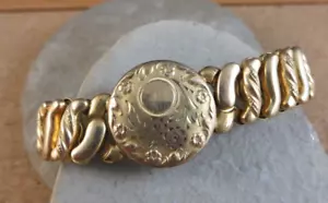 Vintage Gold Filled Sweetheart Expandable Bracelet Etched Flowers Floral #262 - Picture 1 of 14