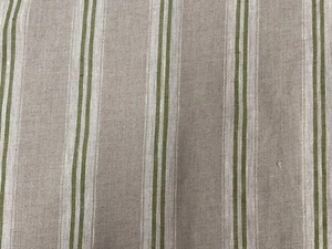 French Vintage Linen Fabric Stripe Green Curtain Blind Upholstery - Picture 1 of 5