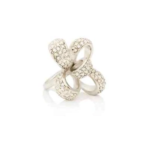 Kenneth Jay Lane Pave Kristall Silber Schleife verstellbar Ring - Bild 1 von 4