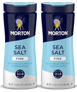 Morton, Fine Sea Salt, Canister, Non-Iodized, All-Purpose (Pack of 2, 17.6 Oz) - Picture 1 of 1