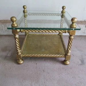 Vintage 1960s Italian Giltwood End Table With Glass Top - Picture 1 of 9