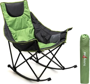 Rocking Camping Chair, Luxury Padded Recliner, Oversized Folding Lawn Chair with - Picture 1 of 7
