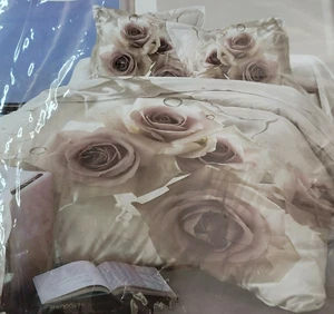 Floral 3 Piece Duvet Cover Set Digital Printing 3D Multi Color Browns Tans Pink - Picture 1 of 12