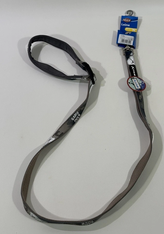 Trixie X-TRM Hundeleine M-L 1.20 M/20mm Schwarz/Grau Hund Dog Leine HLF8 - Bild 1 von 4