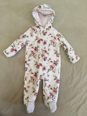 Traje de nieve para bebé Le Top rosa floral banderín 6-9 meses Foto 1 de 4