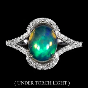 925 Anillo Plata de Ley Ovalado Ópalo de Fuego 9x7mm Gema Natural Joyería Talla - Imagen 1 de 11