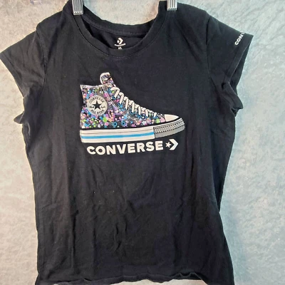 Converse Black Tshirt Youth Girls XL - Image 1 of 4