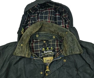 HOT VTG Men's BARBOUR A205 BORDER PARKA HOOD WAXED LINED GRAY COAT Jacket C48 XL - Picture 1 of 18