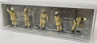 PREISER NUEVO #10772 HO Escala 1/87 Juego de 5 Bomberos en Uniformes Caqui y Amarillo Foto 1 de 3