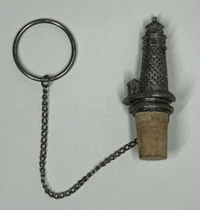 Zinn Wein Flaschenverschluss Vintage schöner Ring & Kette Leuchtturm (NEU GEÖFFNETE BOX) - Bild 1 von 6