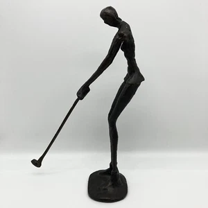 Vintage Bronze Brutalist Art Golfer Lady Woman Art Sculpture Statue Classic - Picture 1 of 8