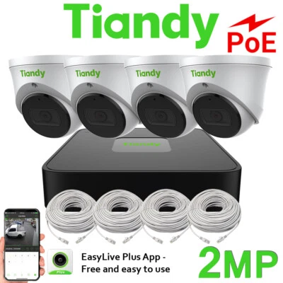 Tiandy 1080p CCTV System Security Camera H.265+ DVR Night Vision DIT Kit in Box - Image 1 of 3