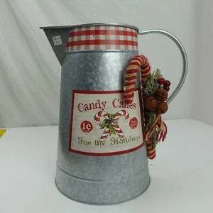 Bastone per caramelle per le vacanze brocca in latta 13" Natale - Foto 1 di 6
