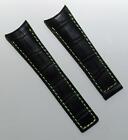 22/18mm BLACK/GREEN CROCODILE-STYLE LEATHER WATCH STRAP to fit TAG Heuer CARRERA