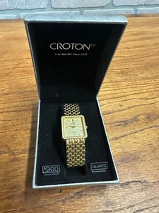 Vintage Croton Men's Wristwatch 23k Gold Plated Quartz Swiss - Picture 1 of 6