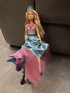 Barbie Dreamtopia Princess Doll and Purple Unicorn Mattel With Necklace - Picture 1 of 4