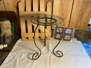 Vintage 10" tall Rustic Metal Stand Blown Glass Potpourri Candle Holder - Picture 1 of 6