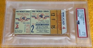 1961 WORLD SERIES GAME 2 TICKET PSA 4 VG-EX REDS NEW YORK YANKEES YOGI BERRA HR - Picture 1 of 2