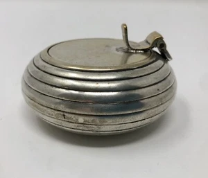 Vintage Silver Plated Flip Top Pocket Travel Tobacco Ashtray Ribbed - Picture 1 of 7