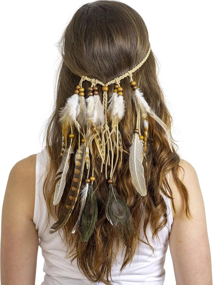 Indian Feather Headband Accessories Native American Tribal Costume Thanksgiving