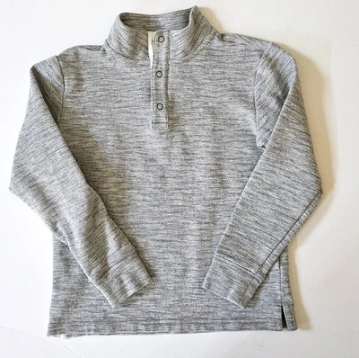 Janie and Jack 7 Heather Grey Textured Henley Snap Pullover Top BA1-22 - Image 1 of 3