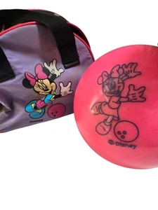 Vintage Braunschweig Kinder Bowling Ball Disney Minnie Mouse mit Tasche rosa lila - Bild 1 von 9