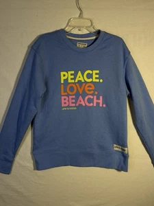 LIFE IS GOOD Peace.Love.Beach Simply True Fleece Crewneck XS Blau Sweatshirt - Bild 1 von 8