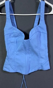 Zara Blau Korsett XS Blau Korsett Top Schnürung Rücken Crop Tank Top XSmall Blau EUC! - Bild 1 von 11