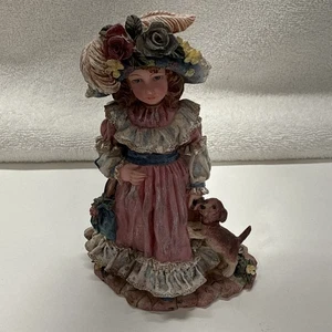 Vintage Homco "Victorian Girl" Figur mit Hund, Resin 4,75" groß - Bild 1 von 8
