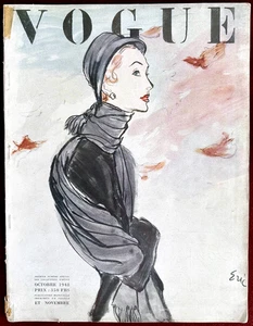 Vogue Paris Magazine ~ October 1948 ~ Eric Dior Lanvin Paquin Coffin Cocteau - Imagen 1 de 17
