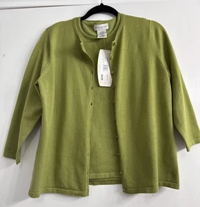 VTG Y2K Womens Sweater Set Olive Green Tank & Cardigan NWT Sz Medium - Picture 1 of 7
