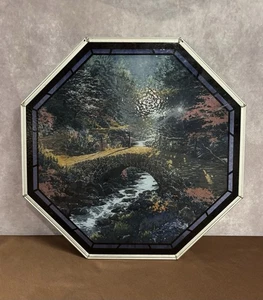 Thomas Kinkade Vintage Buntglas "Brücke des Glaubens" großes Achteck * sehr guter Zustand * - Bild 1 von 18