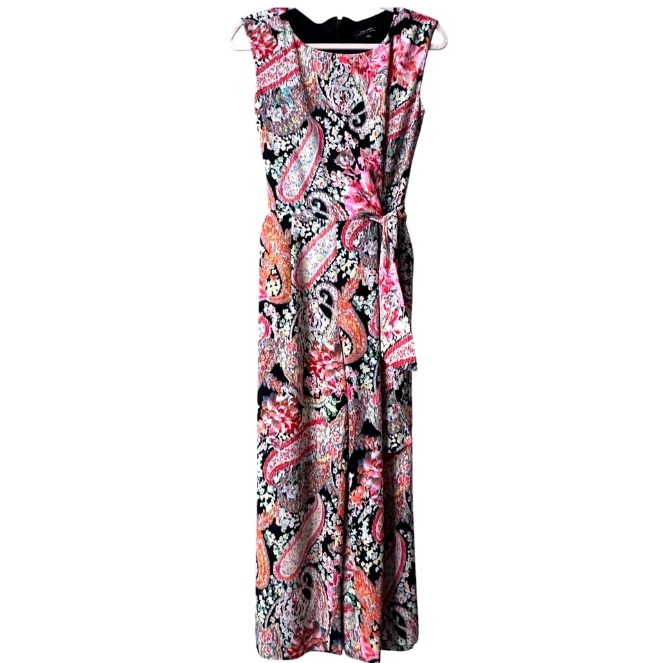 Tahari Arthur S. Levine Paisley Print Sleeveless Jumpsuit Wide Leg Size 4 - Image 1 of 4